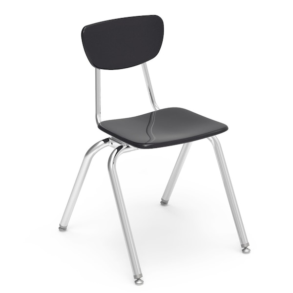 Virco 3000 Series 18" Classroom Chair, 5th Grade - Adult with Nylon Glides - Black Seat 3018 - main